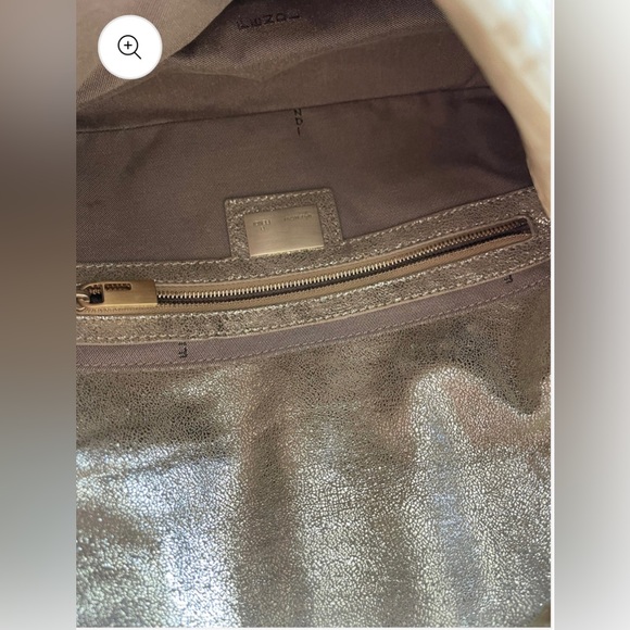 Fendi Baguette Double Flap Bag Zucca FF Canvas Coated Gold Authentic Vintage - Picture 9 of 11